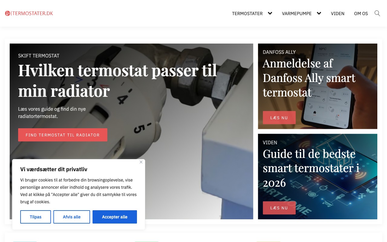 termostater.dk — screenshot