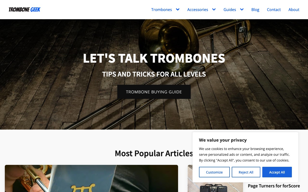trombonegeek.com — screenshot